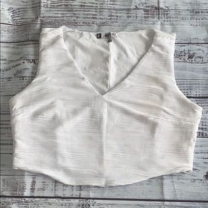 JLo White Textured Crop Top